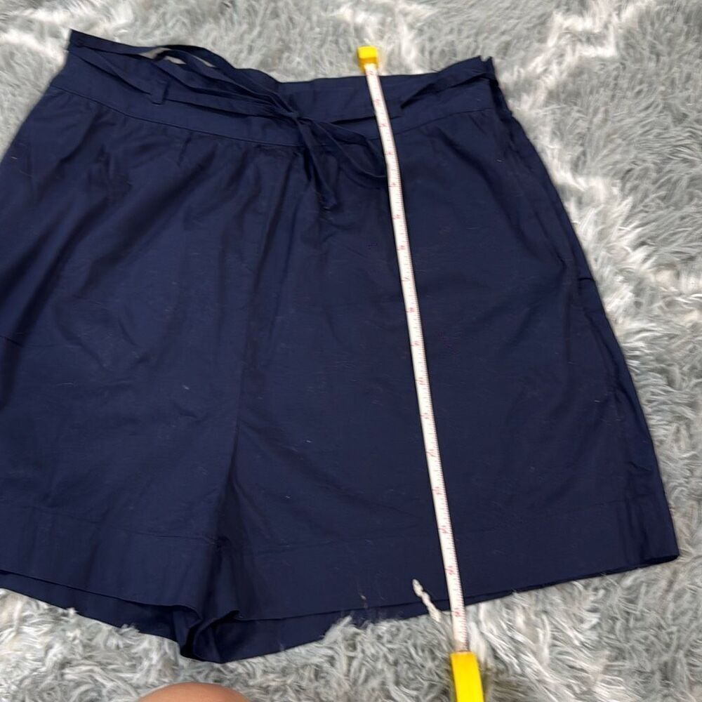 NWOT Jason Wu Women’s High-Waisted Navy Cotton Shorts With Tie-Waist Belt in Siz - Picture 4 of 9